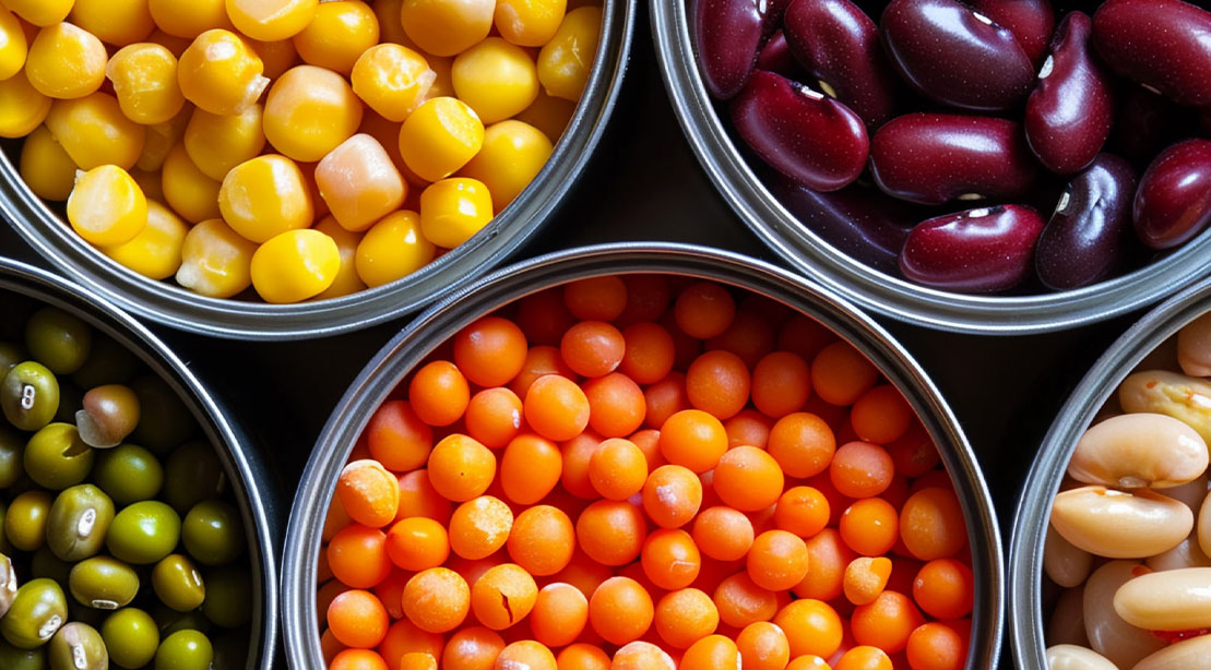 Healthiest canned foods open and on display